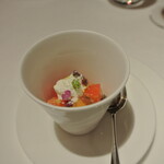 リストランテ カノフィーロ - 甘エビとフルーツトマト、リコッタチーズ