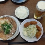 Rairai Tei - ◆神技のザ・プレミアム・モルツ（生中）◆530円♪
                      ◆カキフライ定食◆＋330円♪
                      ◆ワンタンラーメン◆810円♪