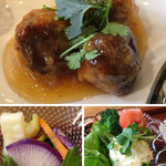 ハレとケ - 椎茸肉団子の甘酢あん
      カラフル野菜の塩麹マリネ&ポテトサラダ