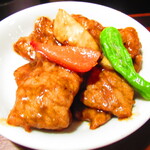 黄鶴 - ランチ小皿定食　２８００円（税込）の牛肉の豆鼓炒めのアップ【２０２１年３月】