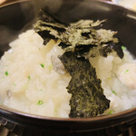 魚菜料理 縄屋 - 13.〆：虎河豚白子の蕎麦粉揚げ入り雑炊