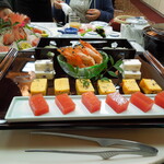 稲佐山観光ホテル - 棒寿司　海老煮　袱紗焼き（ふくさやき）　羊羹　零余子（むかご）真丈