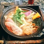 山長黒うどん - カモ鍋焼きうどん