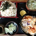 そば処 芝源 - そば定食 E ¥850＊ざるそば＊天丼＊味噌汁＊漬け物