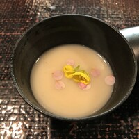 心根 - ふきのとう餅、白味噌椀　