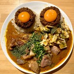 吉田カレー  - ミックス 大・キーマダブル・豚・中華アチャール・ローストポーク・ドライパクチー