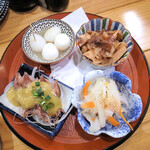 Kawarayaki Hitosarashi - 手作りおばんざい３品盛り（５８０円）