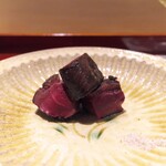 銀座 しのはら - 滋賀の三雲の鴨を山椒塩で。