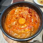 韓国料理 ビビム - ハーフスンドゥブ(ラーメン、牡蠣トッピング)