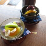 和蔵珈琲店 - デザート(シークワーサー寒天＆ミニあんみつ)