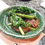 ブラッスリー 吟醸 - 取分けされた　裏メニュー　牛レバニラ