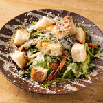 Caesar salad with basil and cheese