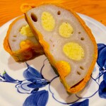 Freshly fried mustard lotus root