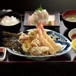 ヤリイカと海老の天ぷら定食