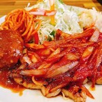 昭和の洋食 弥生 - ポークチャップ+ハンバーグ