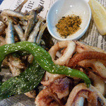 UOKIN PICCOLO - ヤリイカと稚アユ、甘唐辛子のフリット　５８０円