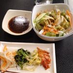 Yakiyaki Tei - ナムルの盛り合わせと野菜サラダ。