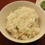 馳走 山傳 -  毛蟹ご飯　蟹味噌と菜の花も