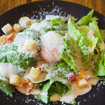 Caesar salad with romaine lettuce and warm eggs