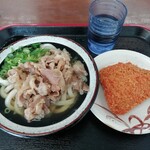 セルフうどん ぽんぽん - 肉うどんとアジフライ