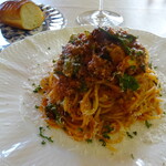 ジューダバレリーノ - ﾌﾞﾗｯｸｱﾝｶﾞｽ牛ﾐﾝﾁ河内長野原木椎茸のﾄﾏﾄｿｰｽ