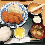 かつ楽 - ヒレカキフライ定食