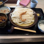 本格手打うどん 大河 - 鶏そぼろと茄子のつけめん