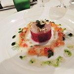 向日葵 - 前菜　１（冷製）　ホタテ　ボタンエビ　キャビア