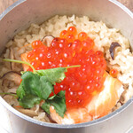 Salmon and Kamameshi (rice cooked in a pot)