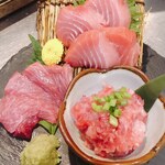 やまよこ鮮魚店 - 生本マグロ脳天と頬の希少部位盛り