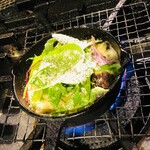 Grilled potato salad skillet style