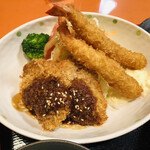 勝乃屋 - 日替わり（エビフライ＆みそヒレカツ定食）数量限定