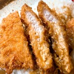 巣鴨ときわ食堂 - 【2021年03月】カツカレー定食@800円、朝定食価格、カツの断面。
