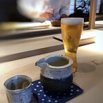 菊鮨 - ノンアルコールビールと日本酒・・日本酒は「十四代」、好きなお酒ですので美味しい。