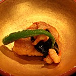 日本料理　百屋 - 無花果の天ぷら田楽味噌かけ