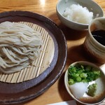 手打ちそばと朝宮茶の店 黒田園 - もりそば大盛りと辛味大根とつゆ