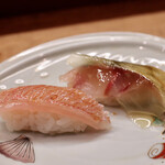 花いち - 〆あじ、小鯛握り