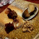 すし丈 - ホタルイカ、トコブシ、あん肝と奈良漬け