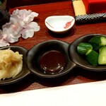 すし丈 - ガリ、胡瓜と赤味噌の酢味噌