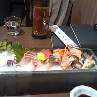 鮨隆 - ドライアイス付きの刺身盛り合わせ