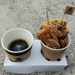 BOAT CAFE - 唐揚げカップとセットドリンクのホットコーヒー