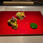 エクアトゥール - 蒸鮑 モロヘイヤソース