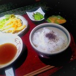 和食処 花み亭 - 昼⑤(白魚とたらの芽の天ぷら、白御飯、味噌汁)