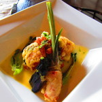 藤右ェ門 栄 - 真鯛と松茸、土浦産湯葉の生ハム巻きフリット岩のりバターソース