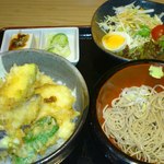 Shinden Ura Komatsu An - 鱧と稚鮎と野菜の天丼ともり蕎麦のランチセット