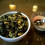 鐘楼 - ご飯セットの高菜と炒り卵のせご飯とデザートの杏仁豆腐