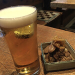 守破離 - 生ビール520円＋肝煮490円