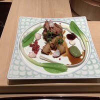 鮨 天使 - 鴨と筍のミルフィーユ仕立て