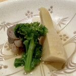 深夜食堂GAMIN - 煮物：牛長芋巻き・菜の花・筍