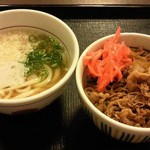 なか卯 - 和風牛丼ミニ（250円）＋小うどんはいから（140円）